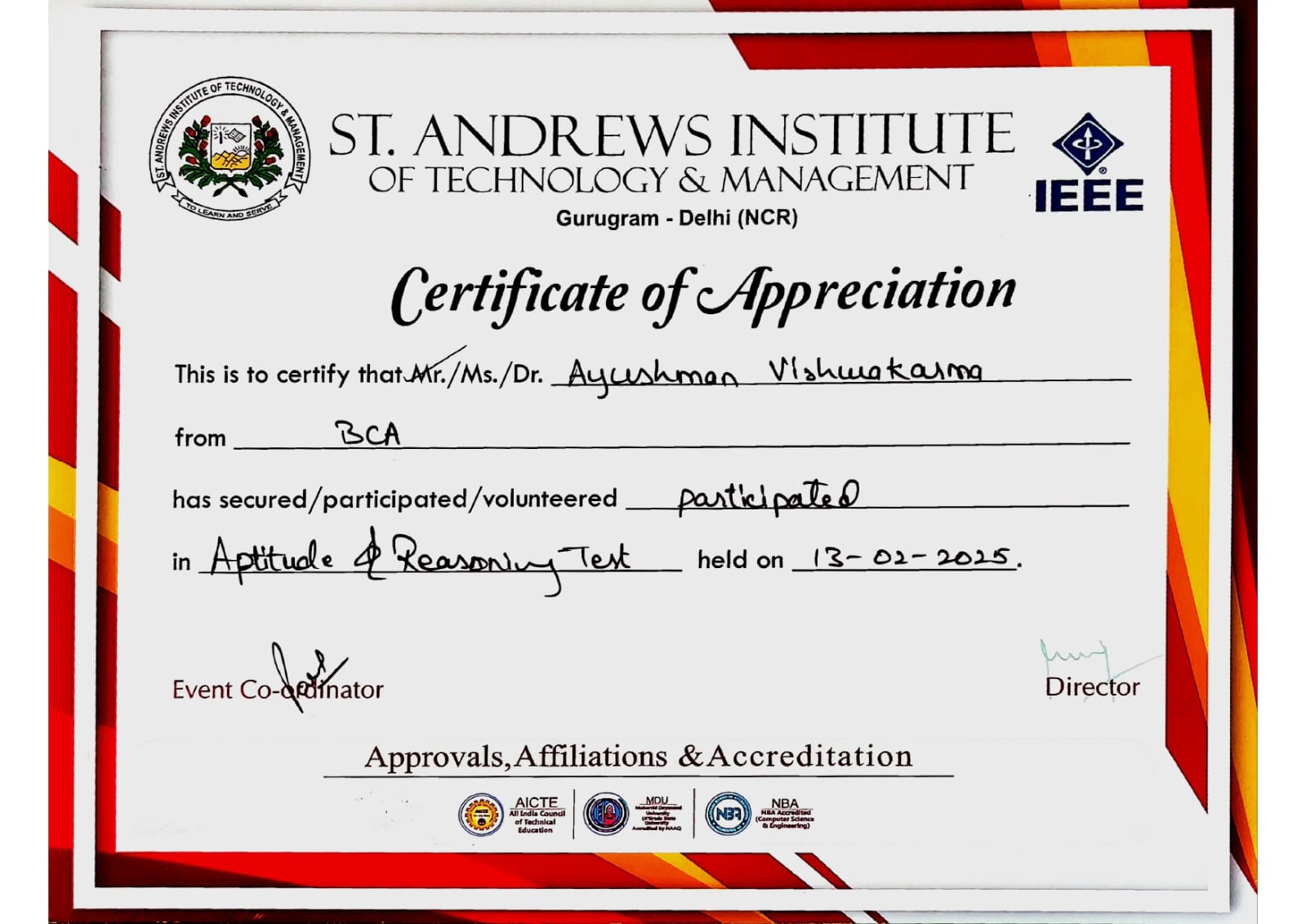 Certificate
